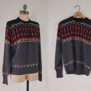 vintage 1970s sweater | 70s black and gray sweater